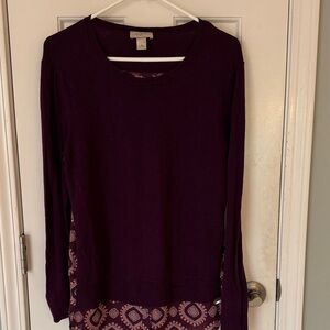 LOFT Plum Long Sleeve Blouse